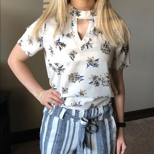 White floral blouse